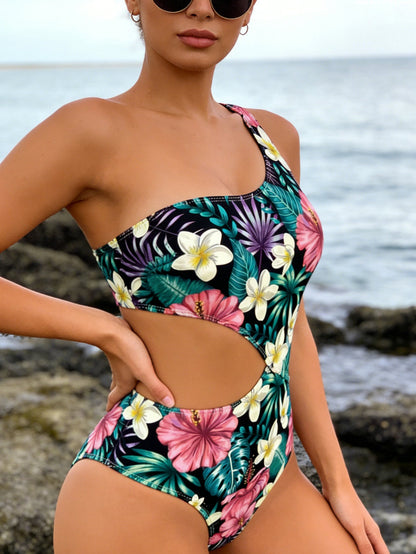 One Shoulder Cutout One Piece Monokini