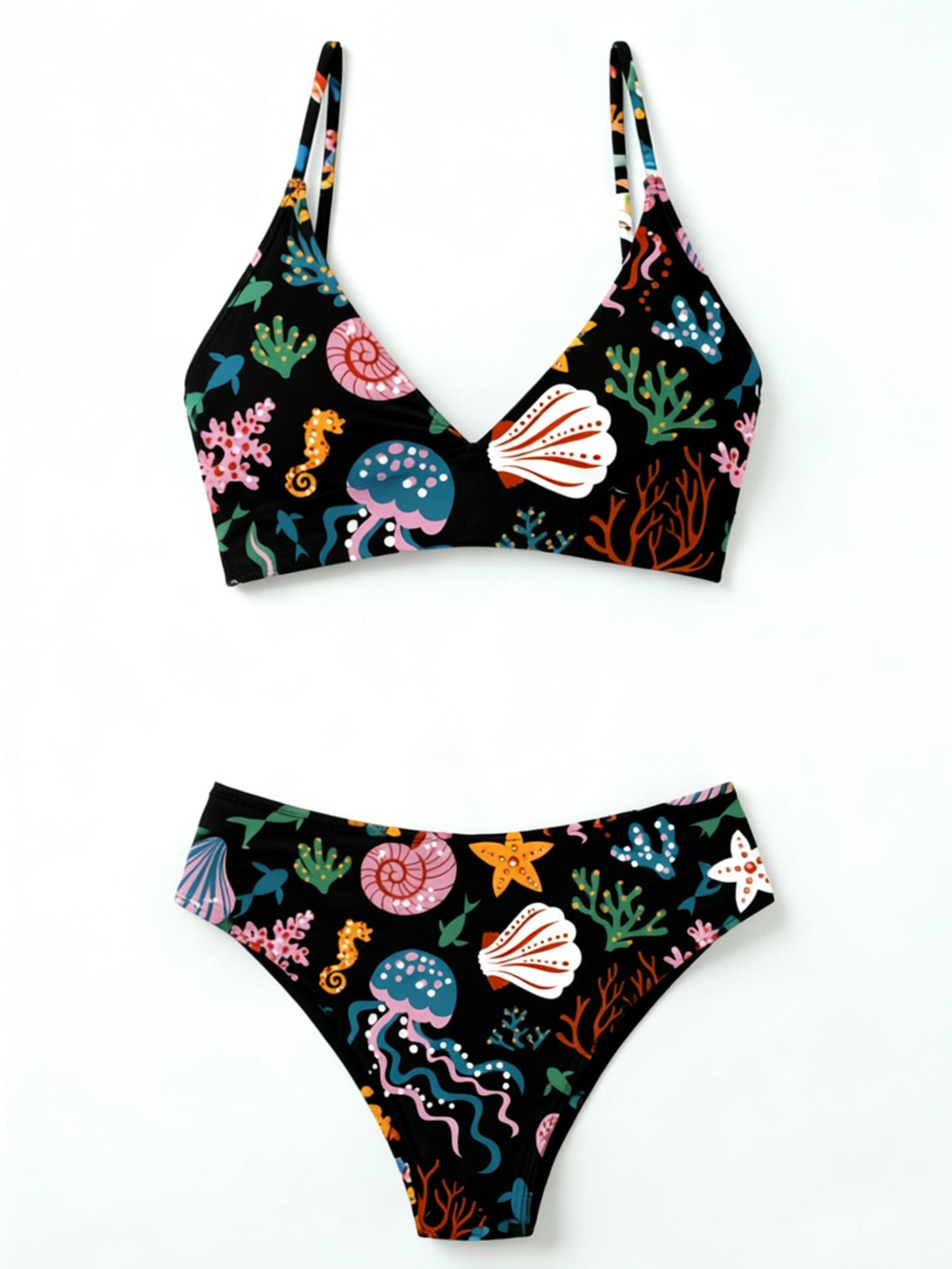Multi‑Print Triangle Bikini Set