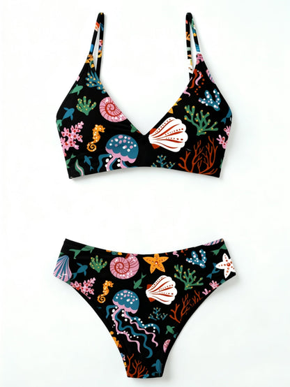Multi‑Print Triangle Bikini Set